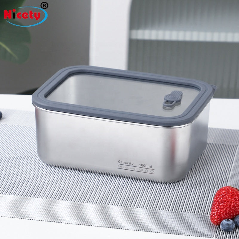 Food Container Stainless Steel with Glass Cover