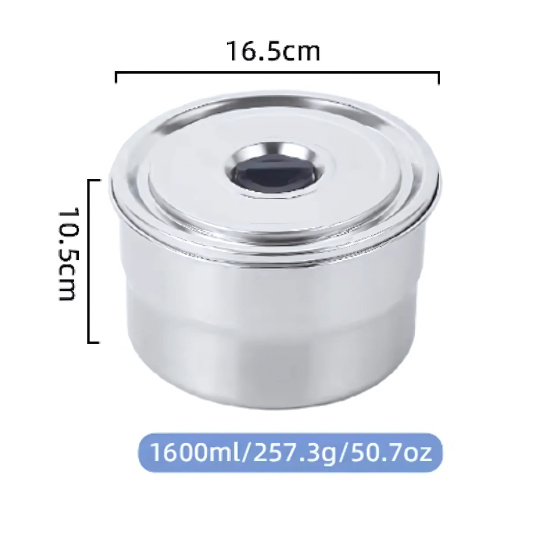Food Container Stainless Steel 304 Round With Silicone Vent