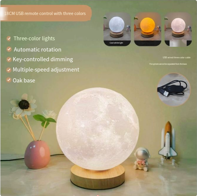 3D Moon Lamp with Wooden Base Night Light