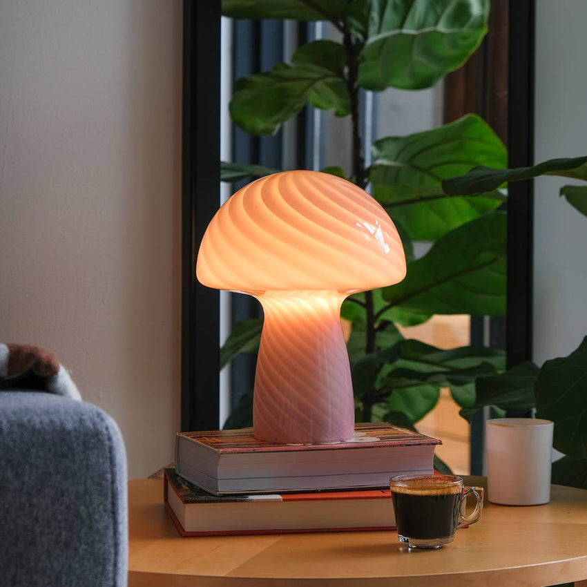 Glass Tall Mushroom Lamp, Petite Close Top