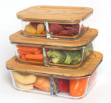 Life Without Waste- Divided Glass Lunch Container with Bamboo Lid