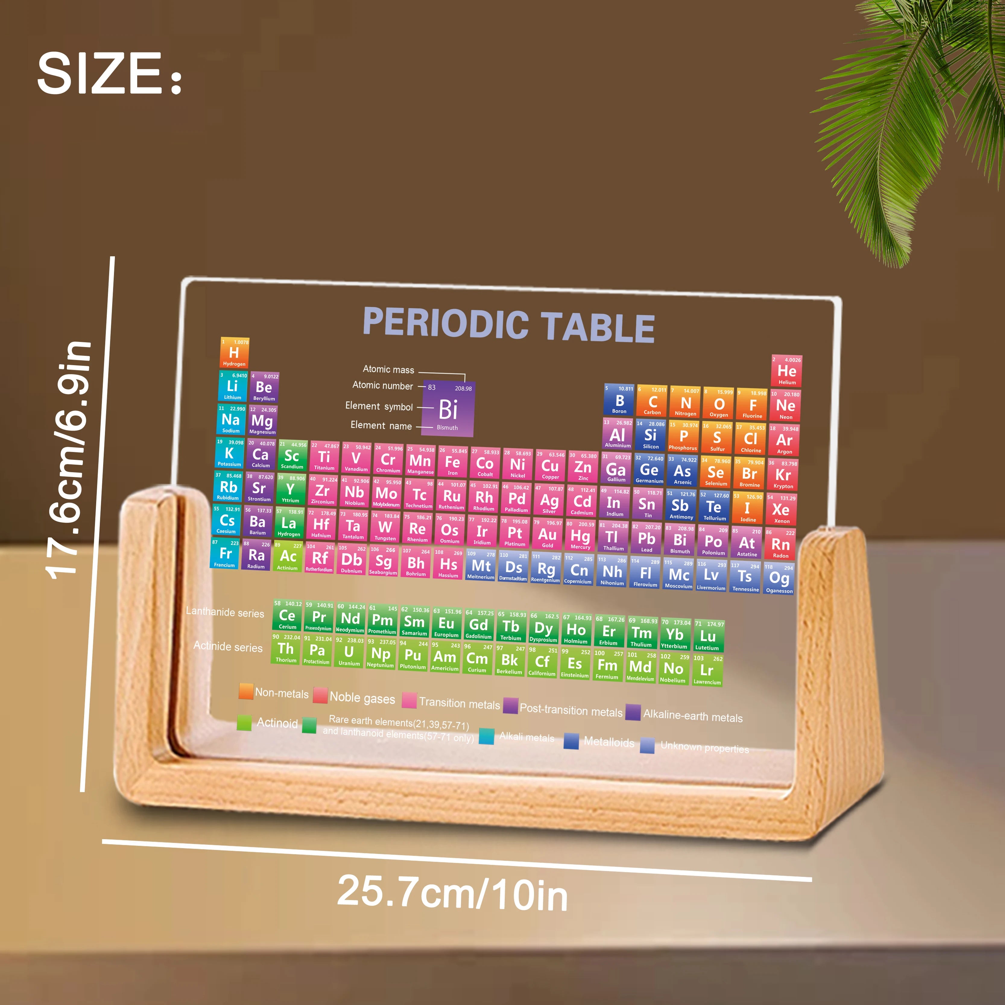 Acrylic Wooden Base Periodic Table Display Ideal Learning Gift for Students And Friends Perfect Desktop Decor Gift for Festivals