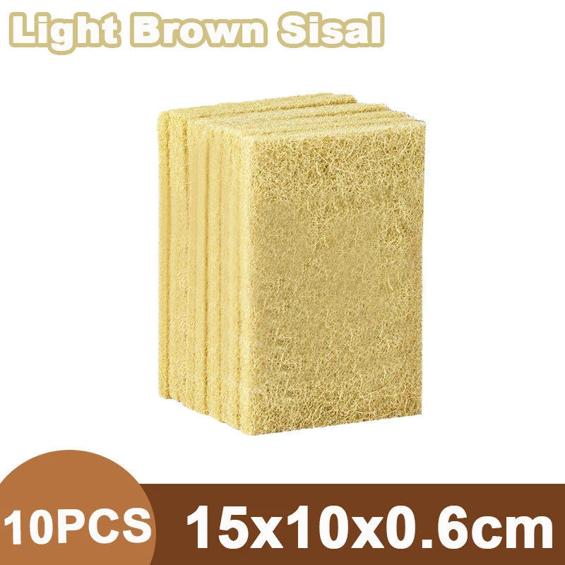 10PCS Natural Sisal Microfiber Sponge Kitchen Dishes Cleaning Cloth Eco Friendly Dishwashing Sponges Pan Pot Scouring Pad