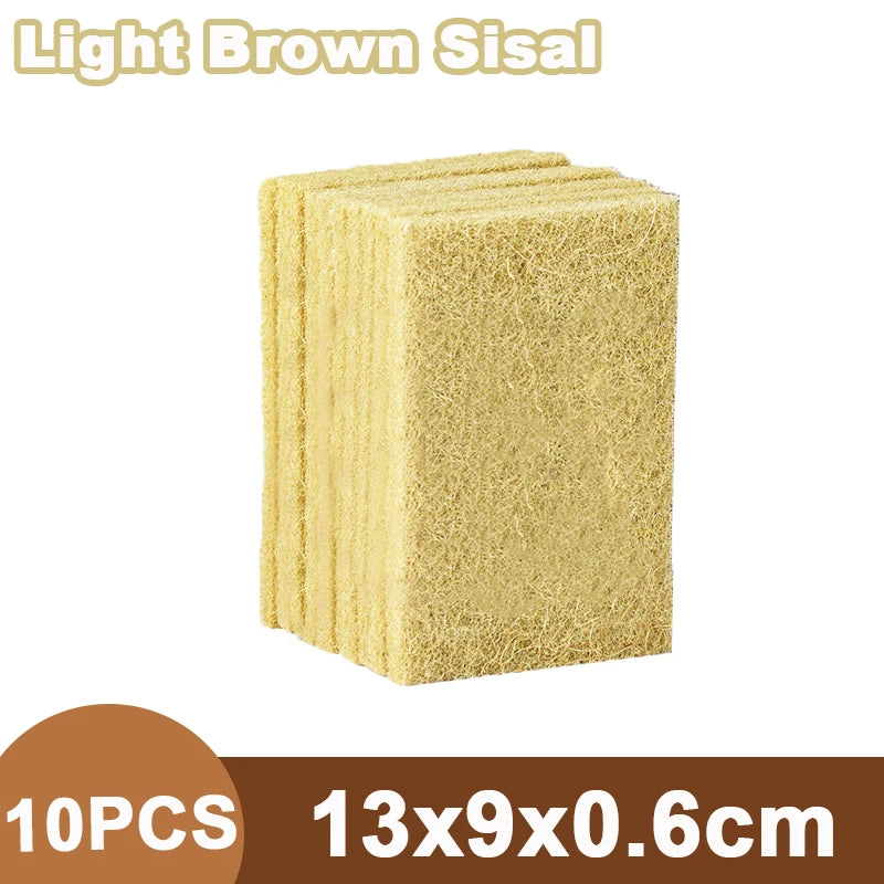 10PCS Natural Sisal Microfiber Sponge Kitchen Dishes Cleaning Cloth Eco Friendly Dishwashing Sponges Pan Pot Scouring Pad