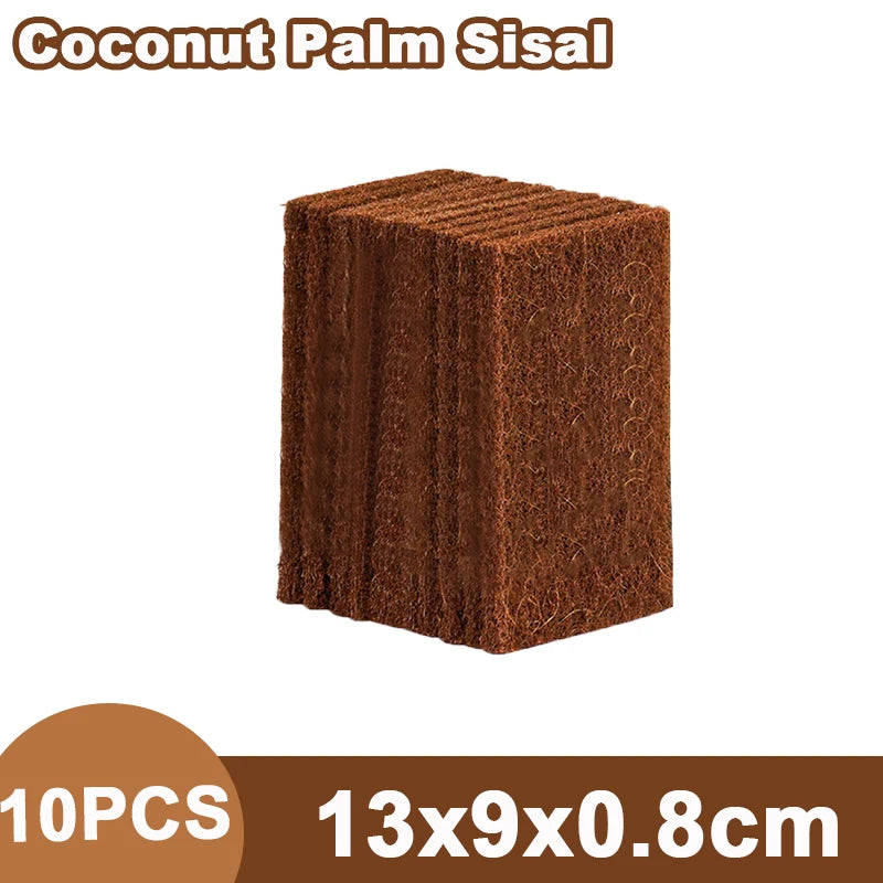 10PCS Natural Sisal Microfiber Sponge Kitchen Dishes Cleaning Cloth Eco Friendly Dishwashing Sponges Pan Pot Scouring Pad