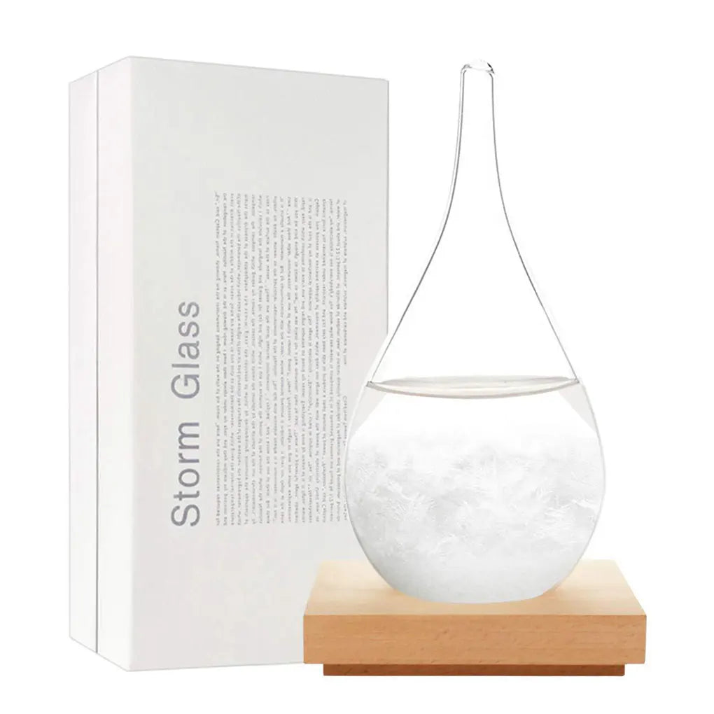 Crystal Storm Glass Barometer - Transparent Weather Forecast Water Drop Weather Station Desktop Decor for Table Ornament