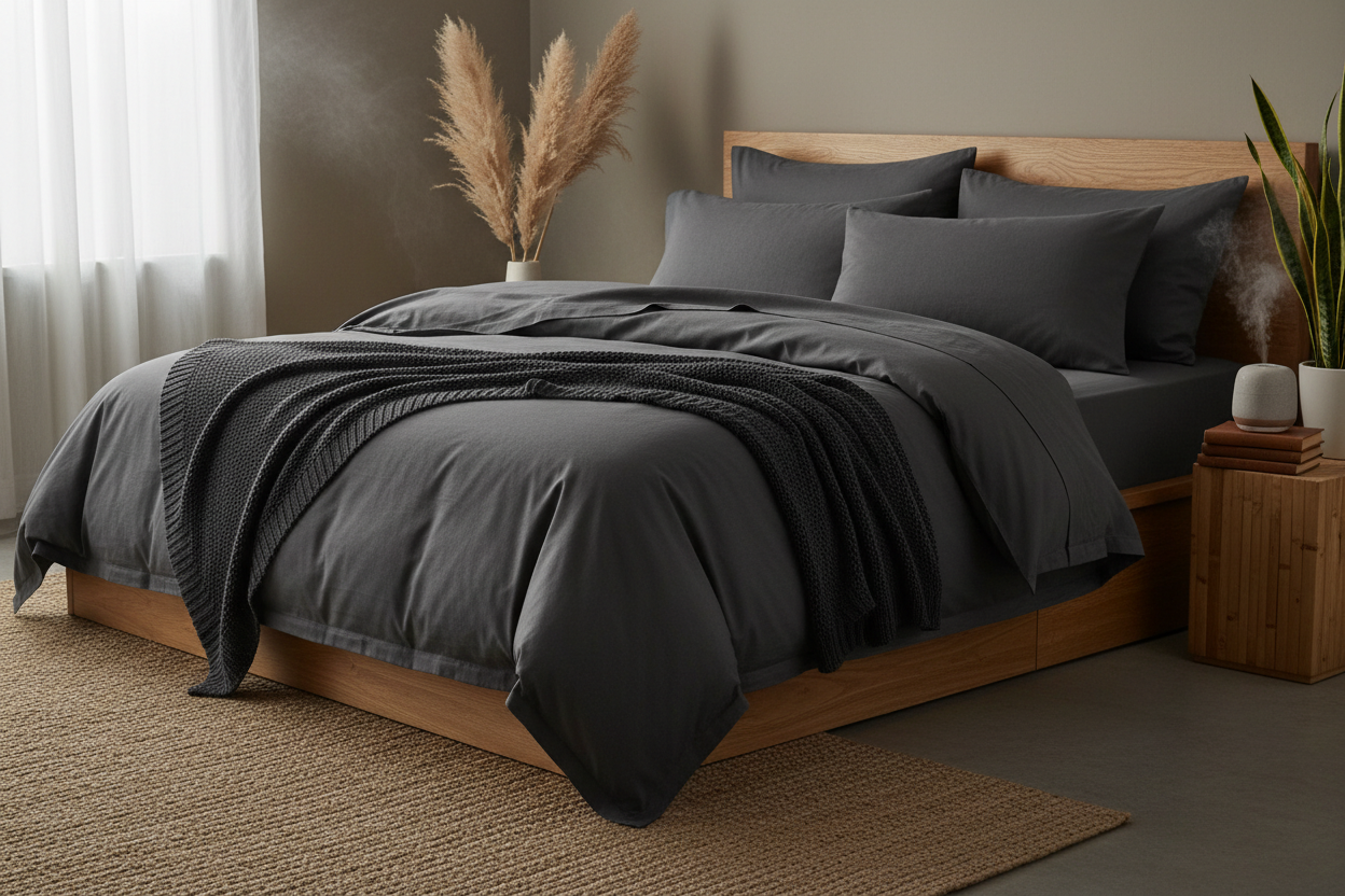 Ambiente wellness con sábanas charcoal