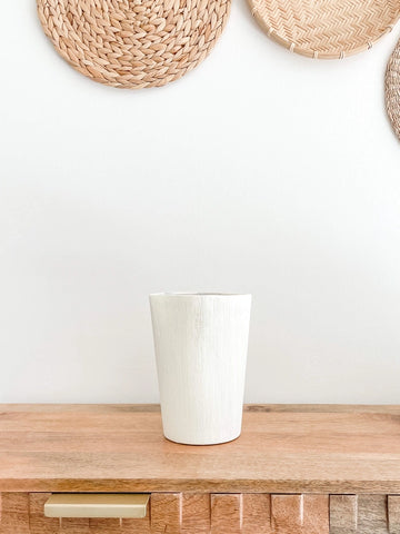 Hand-Scribed Wavy Ceramic Vase