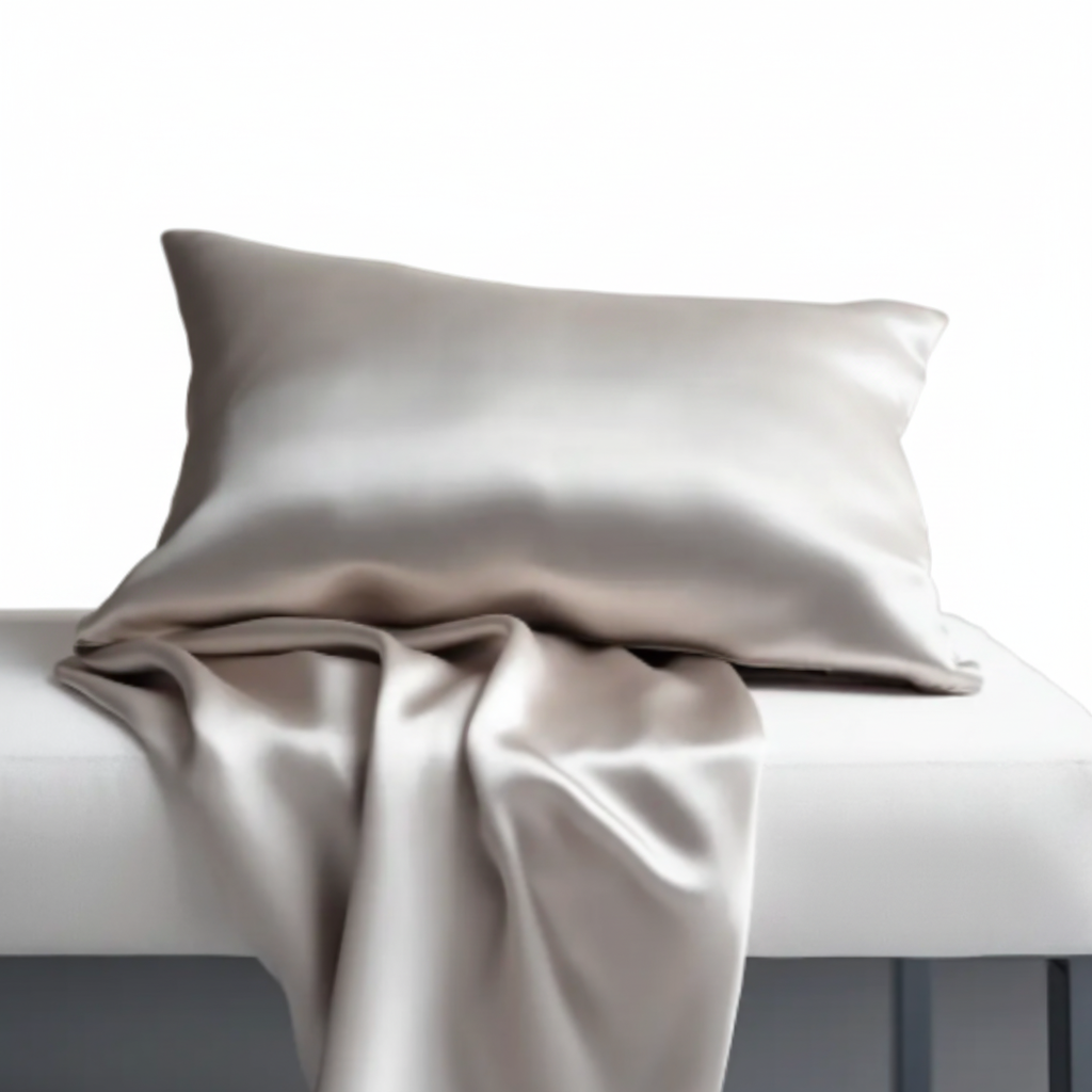 Funda de almohada de seda taro beige