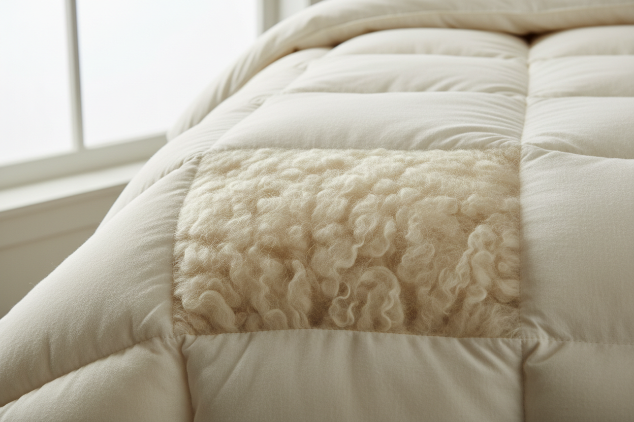 Australian Wool Duvet Natural Fiber Detail - Ivory 400 Thread Count Cotton