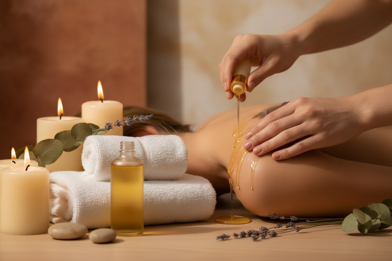 Massage & Body Oil - Amber Unlabeled Bottle