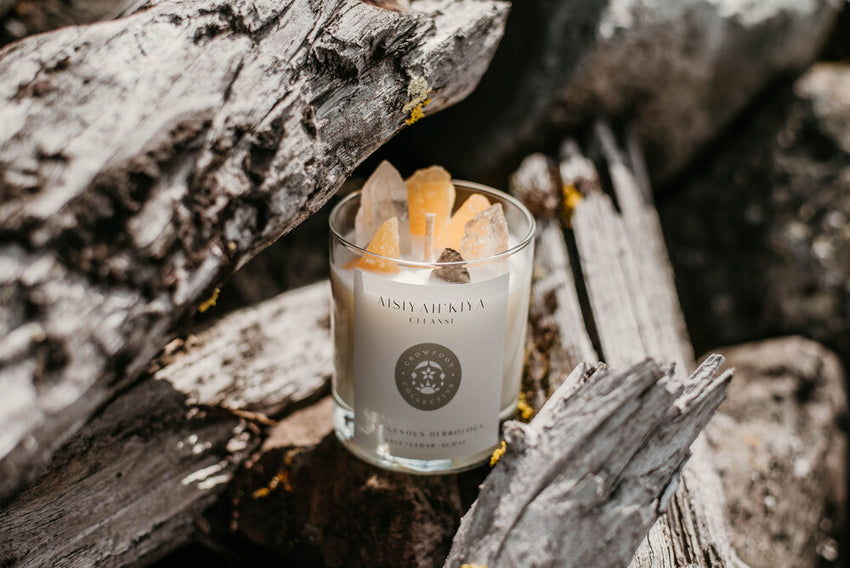 Crowfoot Collective Ritual Candles (with Crystals)