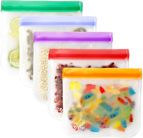 (re)zip Lay-Flat Reusable Storage Bags (Multi-Colour 5 Pack)