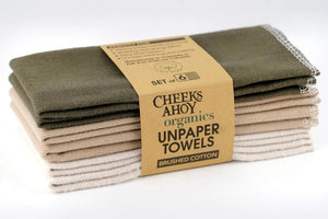 Cheeks Ahoy Organic Brushed Cotton Unpaper Towels 6pk