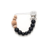 Colour Block Silicone & Wood Pacifier Clip