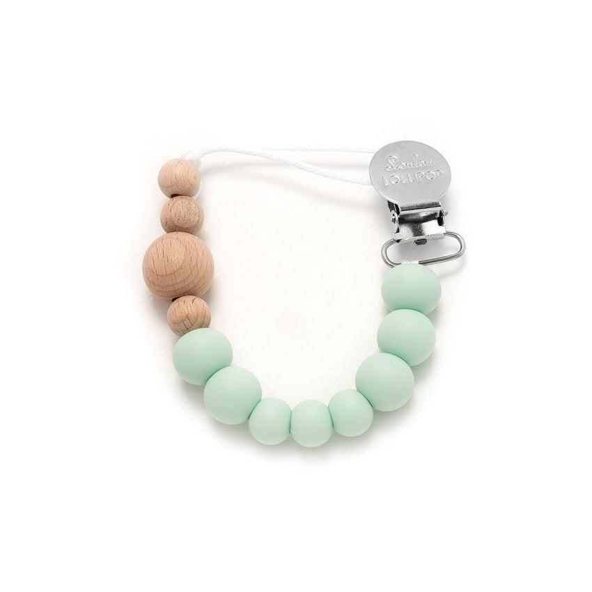 Colour Block Silicone & Wood Pacifier Clip