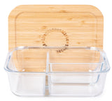 Life Without Waste- Divided Glass Lunch Container with Bamboo Lid