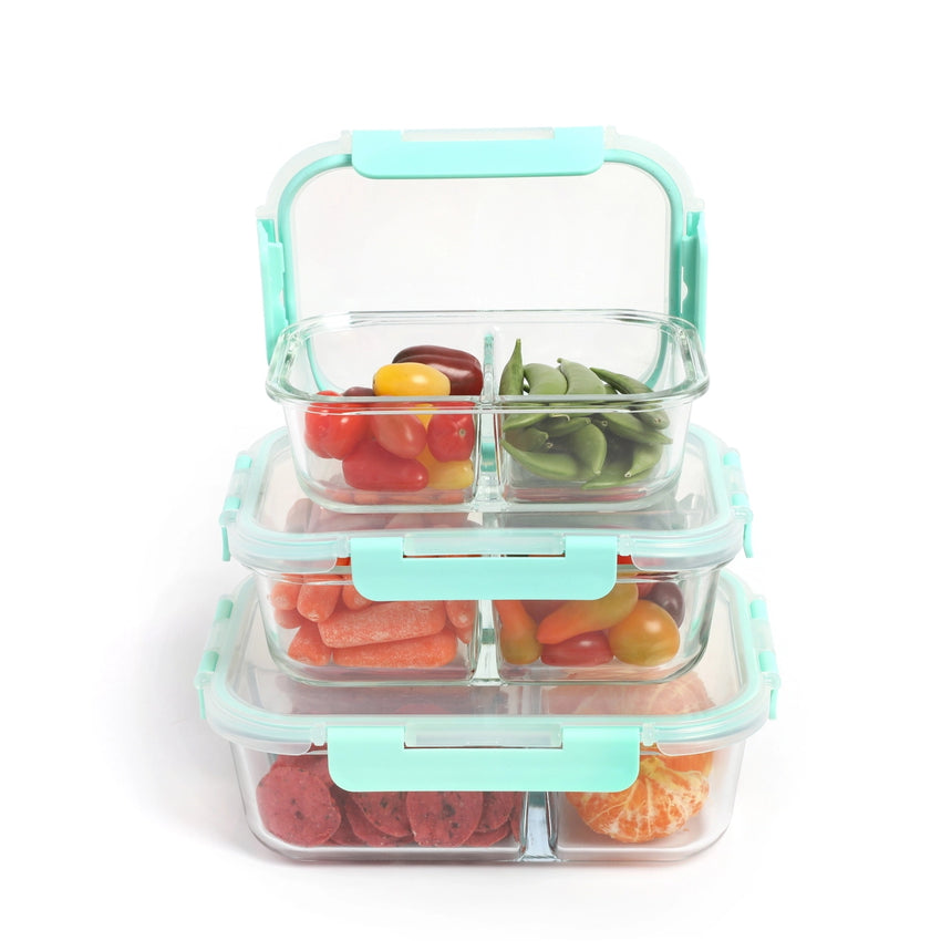 Life Without Waste- Divided Glass Lunch Container with Plastic Lid