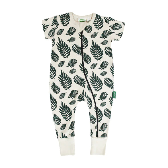2-Way Zip Short Sleeve Romper - Signature Print