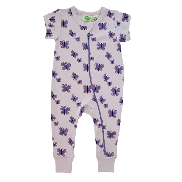 2-Way Zip Short Sleeve Romper - Signature Print