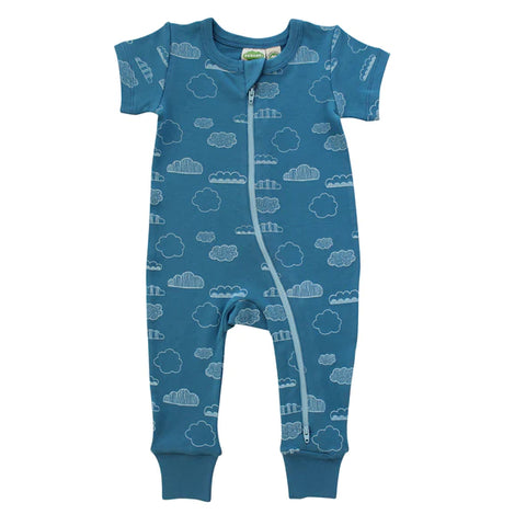 2-Way Zip Short Sleeve Romper - Signature Print
