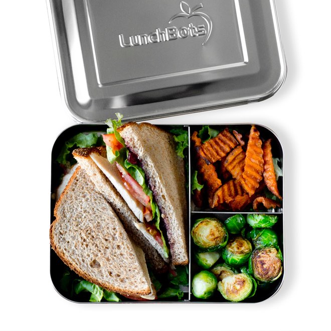 LunchBots Stainless Steel Bento Box - Large Trio