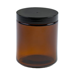 Empty Amber Glass Jar with Black Gloss Cap -  8 oz/ 250 g