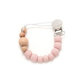 Colour Block Silicone & Wood Pacifier Clip